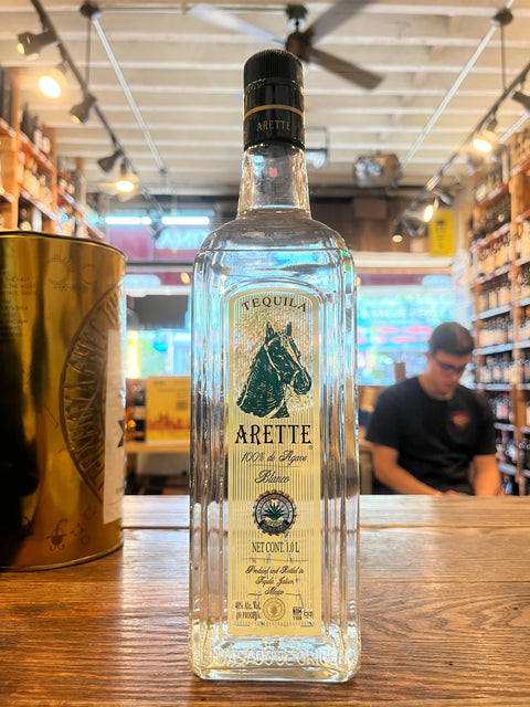 Arette Tequila Blanco with green label with horse head