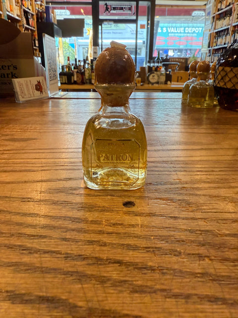 Patron 50mL clear bottle with small cork