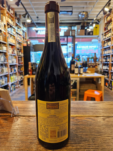 Masi Costasera Amarone 2019 750mL dark glass bottle with a yellow label and maroon top