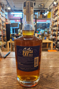 Bodega Cat Straight Rye Whiskey 750mL a round shouldered clear glass bottle with a blue label and wooden top