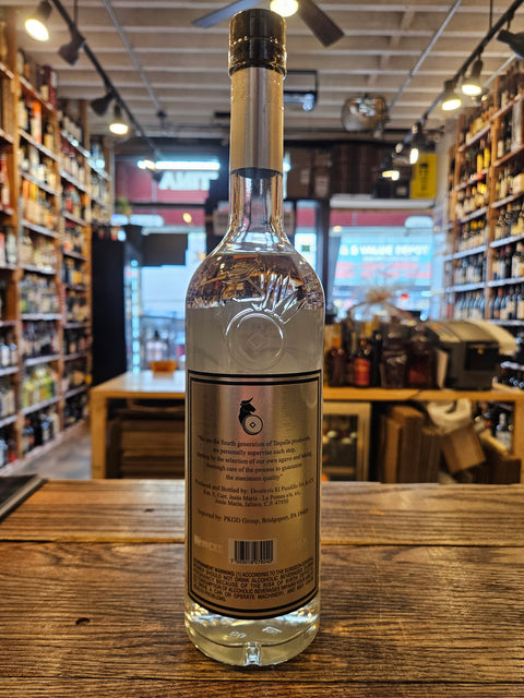 Wine bottle with label on a wooden surface in a store setting