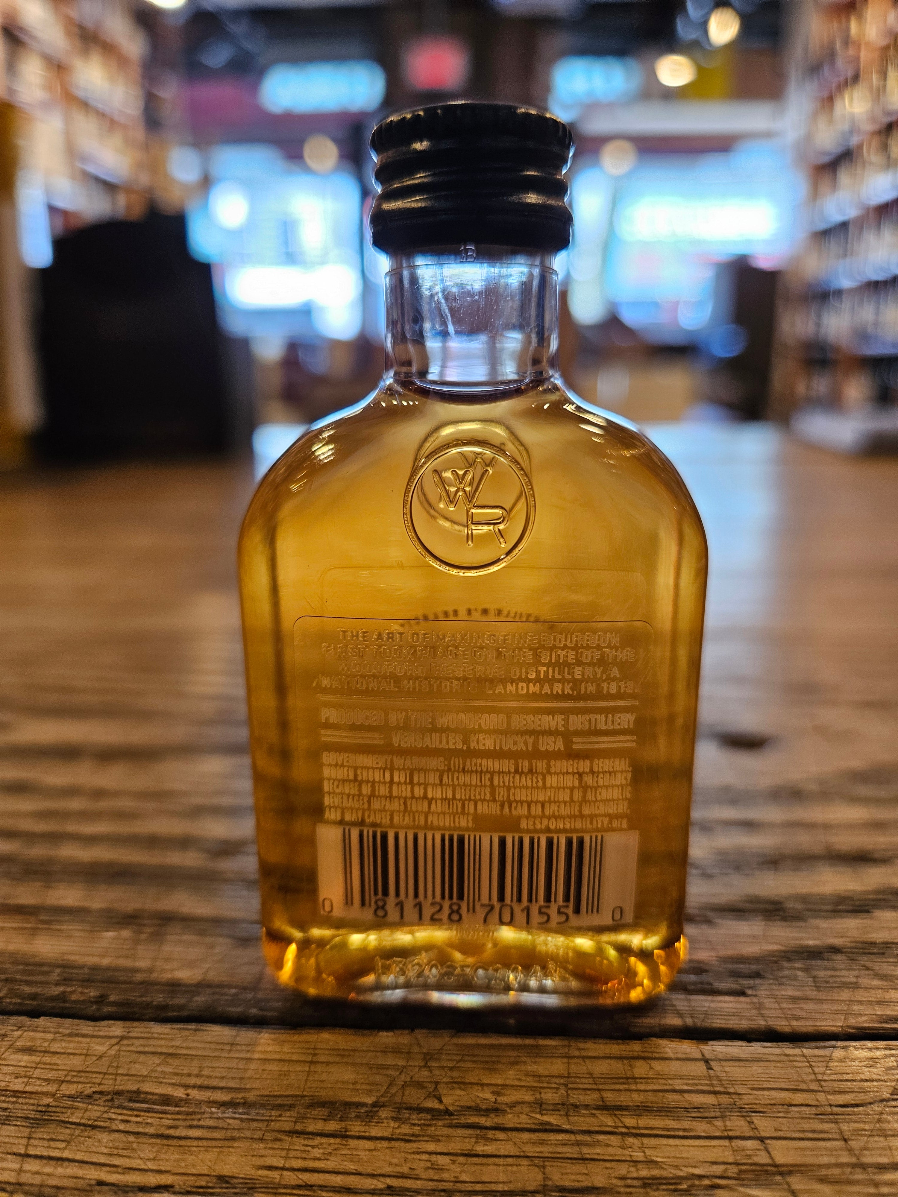 Woodford Reserve Bourbon 50mL backside small clear bottle 