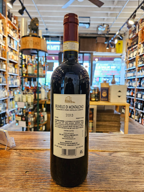 Castello Romitorio Brunello di Montalcino 2013 750mL dark glass wine bottle with a colorful label and maroon top