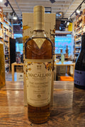 The Macallan Harmony IV Collection Vibrant Oak 750mL tall clear glass bottle with a beige label and beige top