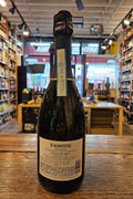 D'Agostino Prosecco 750mL a champagne shaped glass dark bottle with a white label and black top