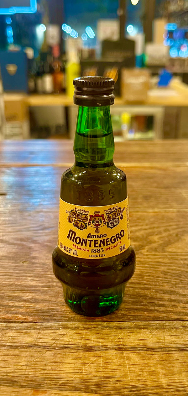 Amaro Montenegro 50ml small fat bottle with low shoulders