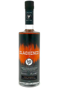Blackened X Rabbit Hole Cask Strength 750mL a stout tall clear bottle with black and white label 