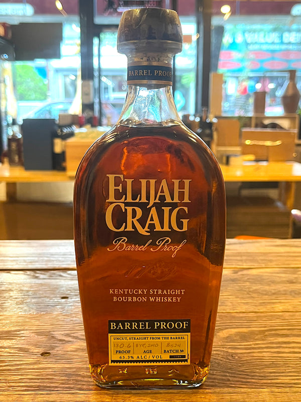 Elijah Craig Barrel Proof 11 Year flat bottle with his round shoulders