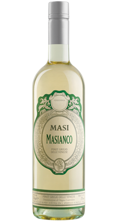 Masi Masianco 750mL a clear glass wine bottle with a beige label and silver top