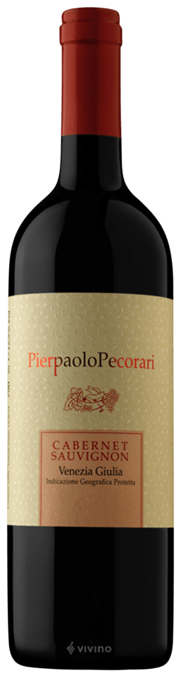 Pierpaolo Pecorari Cabernet Sauvignon Venezia Giulia IGT 750mL dark glass wine bottle with a beige label and a red top