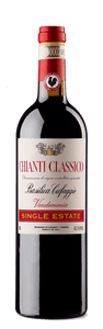 Cafaggio Chianti Classico Single Estate 750mL dark wine bottle with a white label and red top