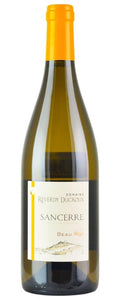 Domaine Reverdy-Ducroux Sancerre a clear greenish bottle with a white label and yellow top