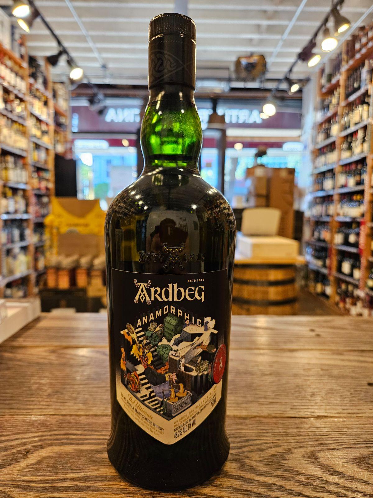 Ardbeg Anamorphic 750mL Committee Release. Dark green bottle with a black label