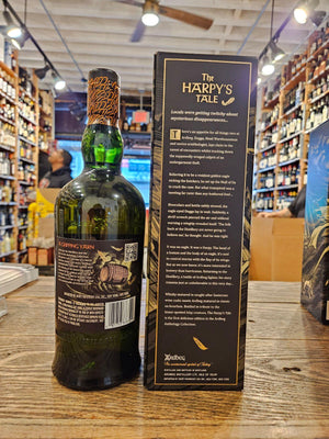 Ardbeg Anthology: The Harpy's Tale 750mL dark green bottle next to a dark box