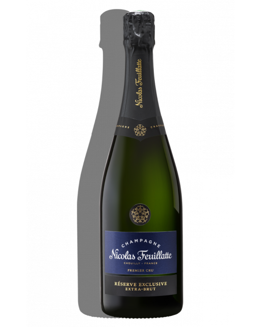 Nicolas Feuillante 750ml a dark green glass champagne bottle with a blue label and a black top
