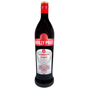 Noilly Prat Vermouth De France Rouge 750ml an elegantly shaped tall dark glass bottle with white and red label and red and gold top
