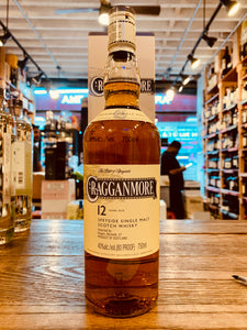 Cragganmore Scotch Single Malt 12yr 750mL round shouldered bottle with a beige label 