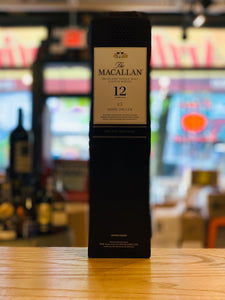 Macallan 12yr Sherry Oak Cask 750mL a tall black box with a white label 