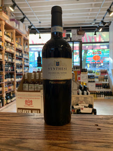 Synthesi Aglianico del Vulture 750mL a tall dark glass wine bottle with a white label and a black top