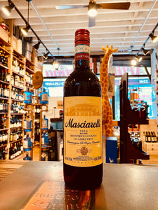 Masciarelli Montepulciano d' Abruzzo 750mL a dark glass wine bottle with a yellow label and maroon top