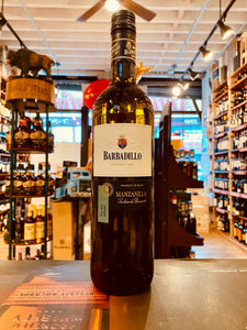 Barbadillo Manzanilla Sherry 750ml a dark bottle with a white label