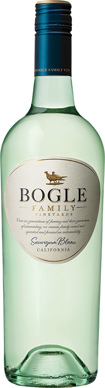 Bogle Sauvignon Blanc 750mL a clear wine bottle with a white label and blue top
