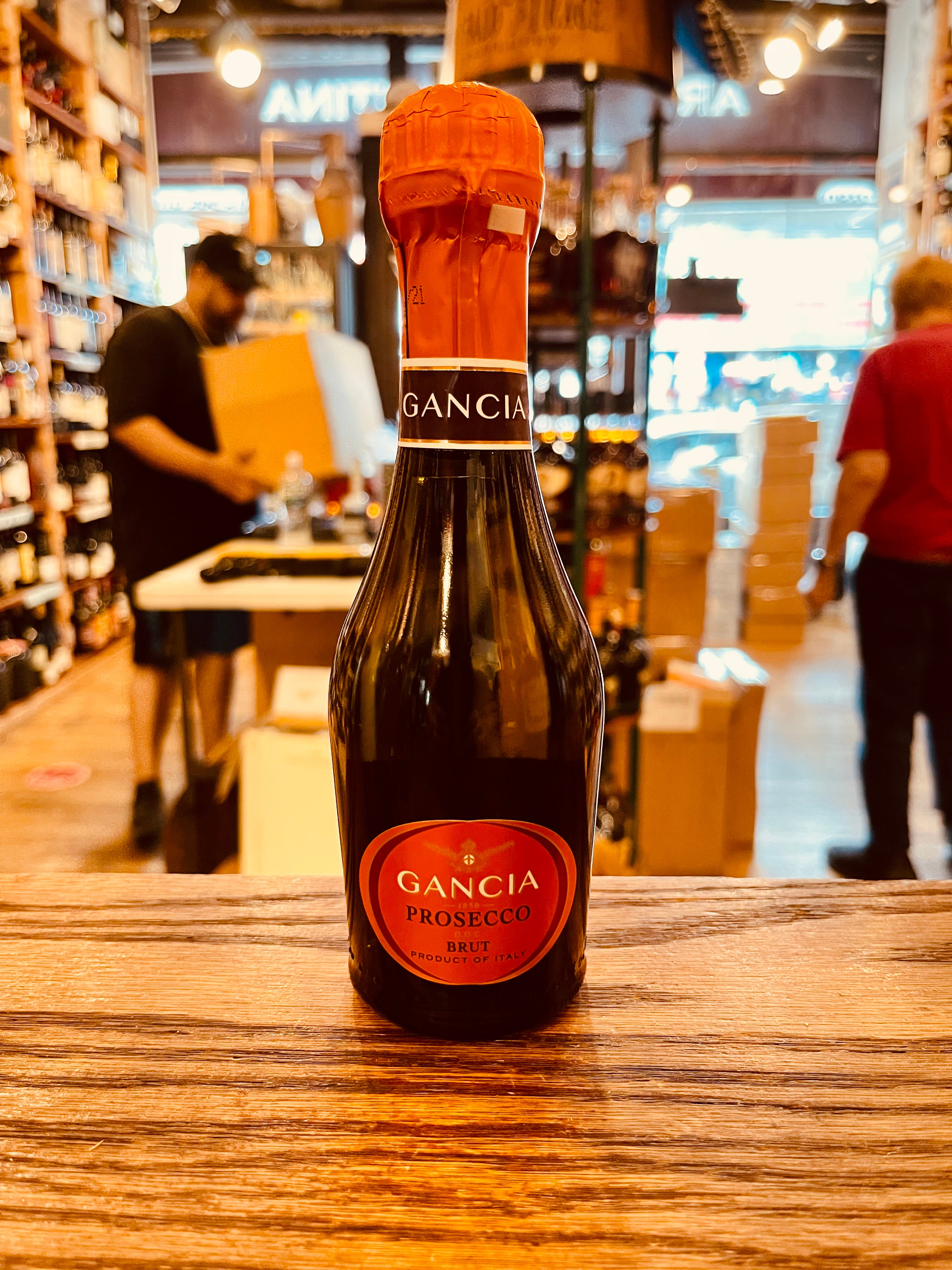 Gancia Prosecco 187mL small shapely dark bottle with an orange label and top