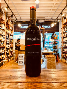 De Conciliis Donnaluna Aglianico 750mL tall slender black bottle with a black label and red top 